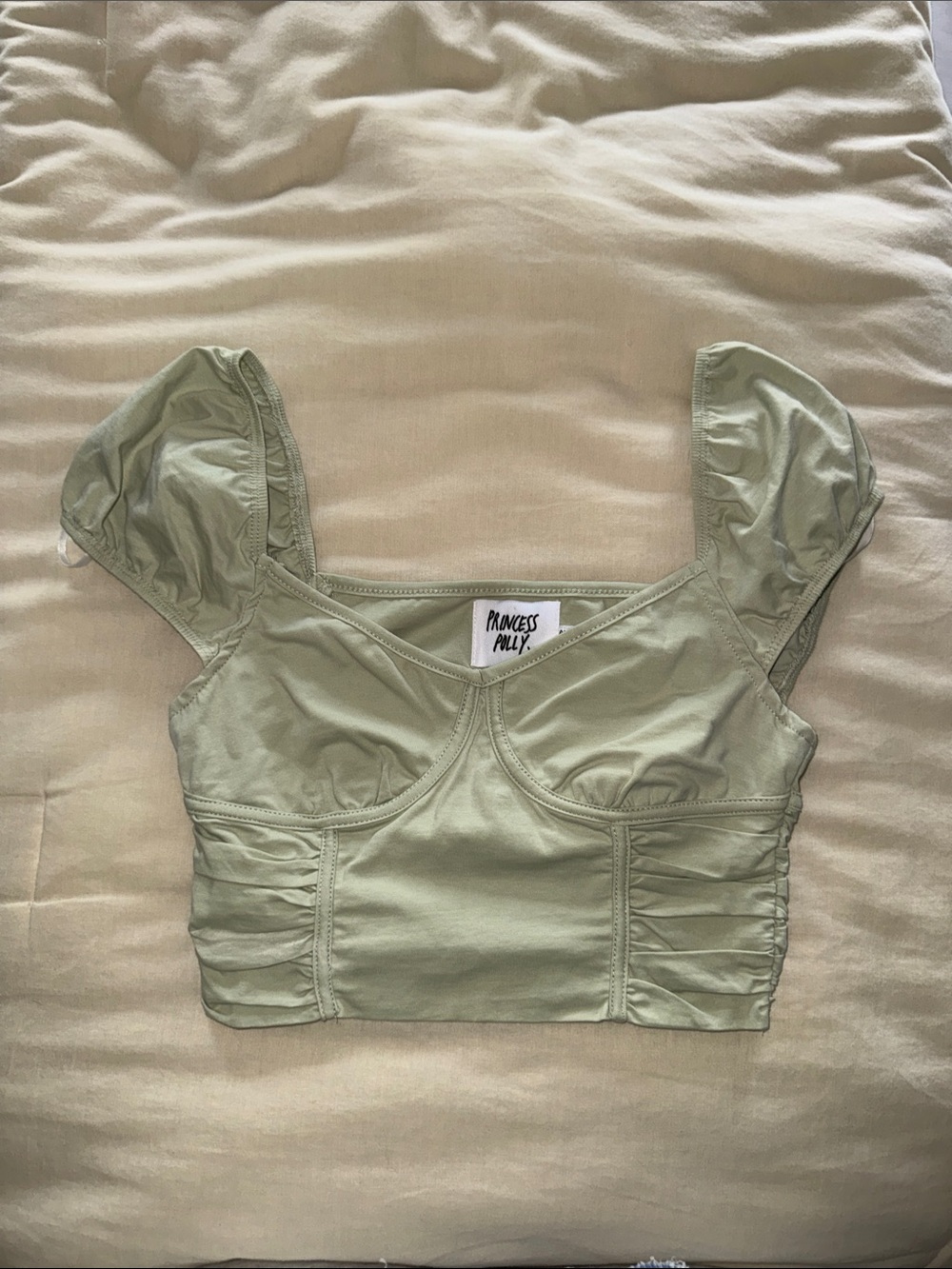 Princess Polly Sage Green Crop Top